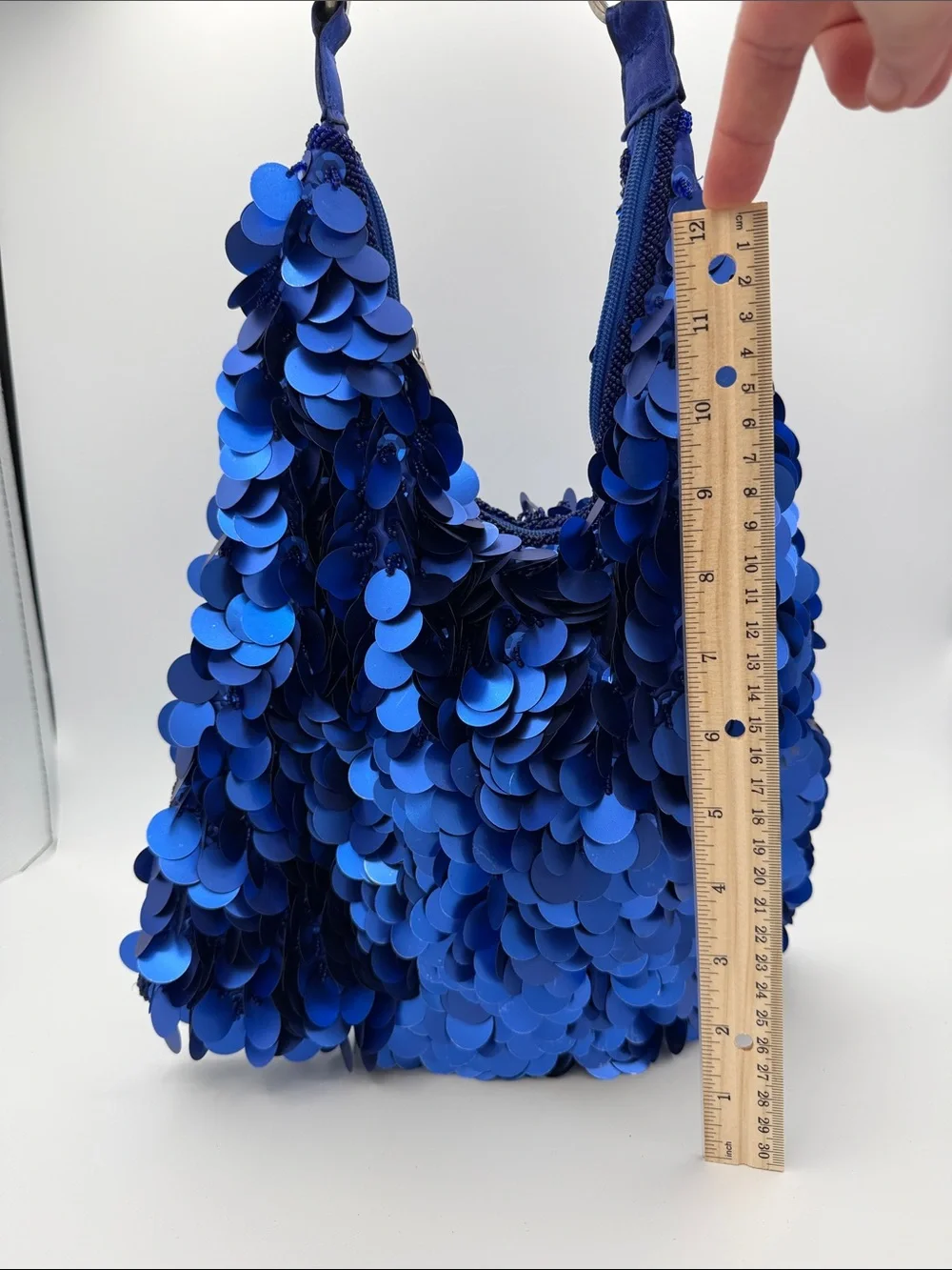 Blue Sequin Hobo Bag - Women's Shoulder Bag